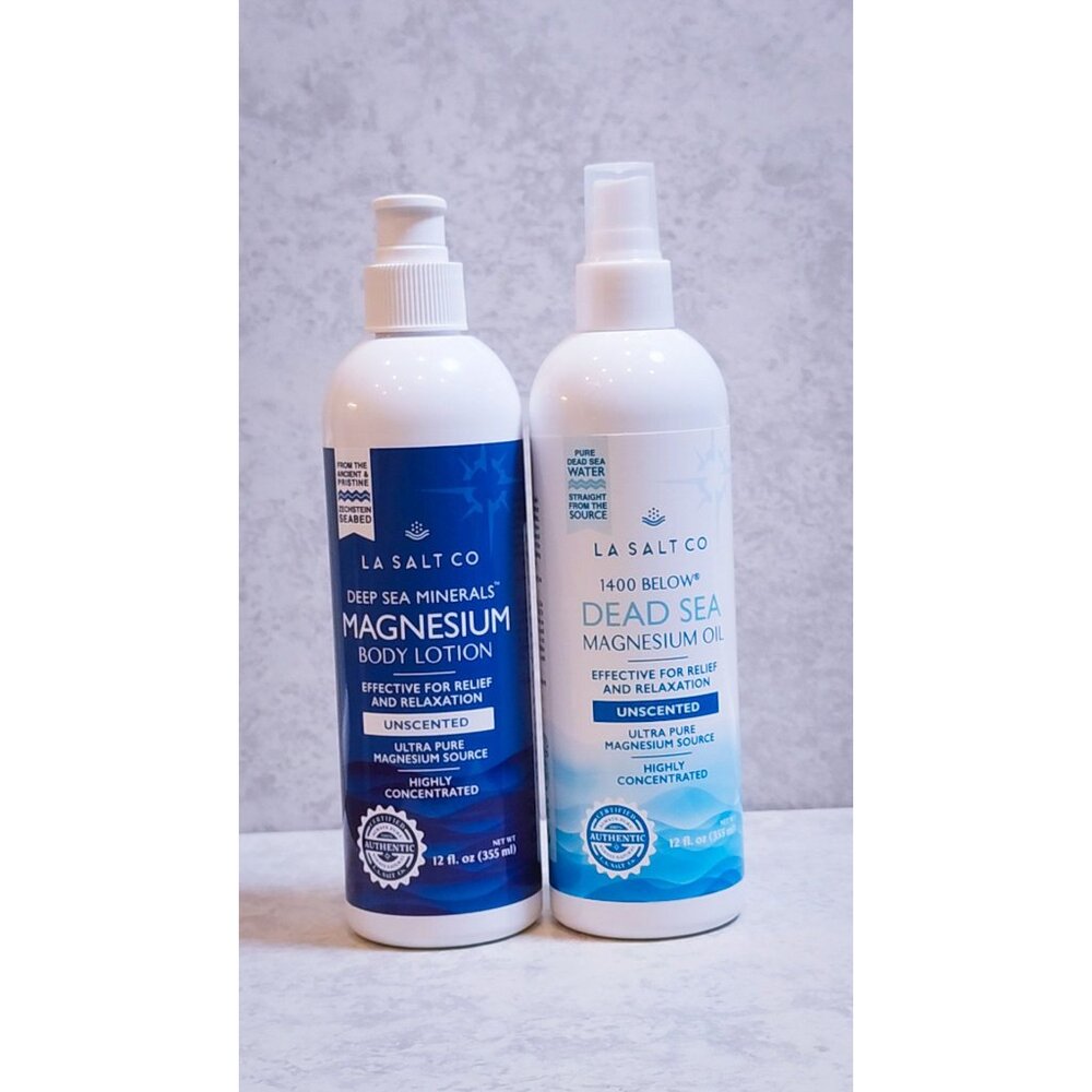 LA SALT CO Magnesium Lotion + Oil Duo | Unscented Muscle Relief